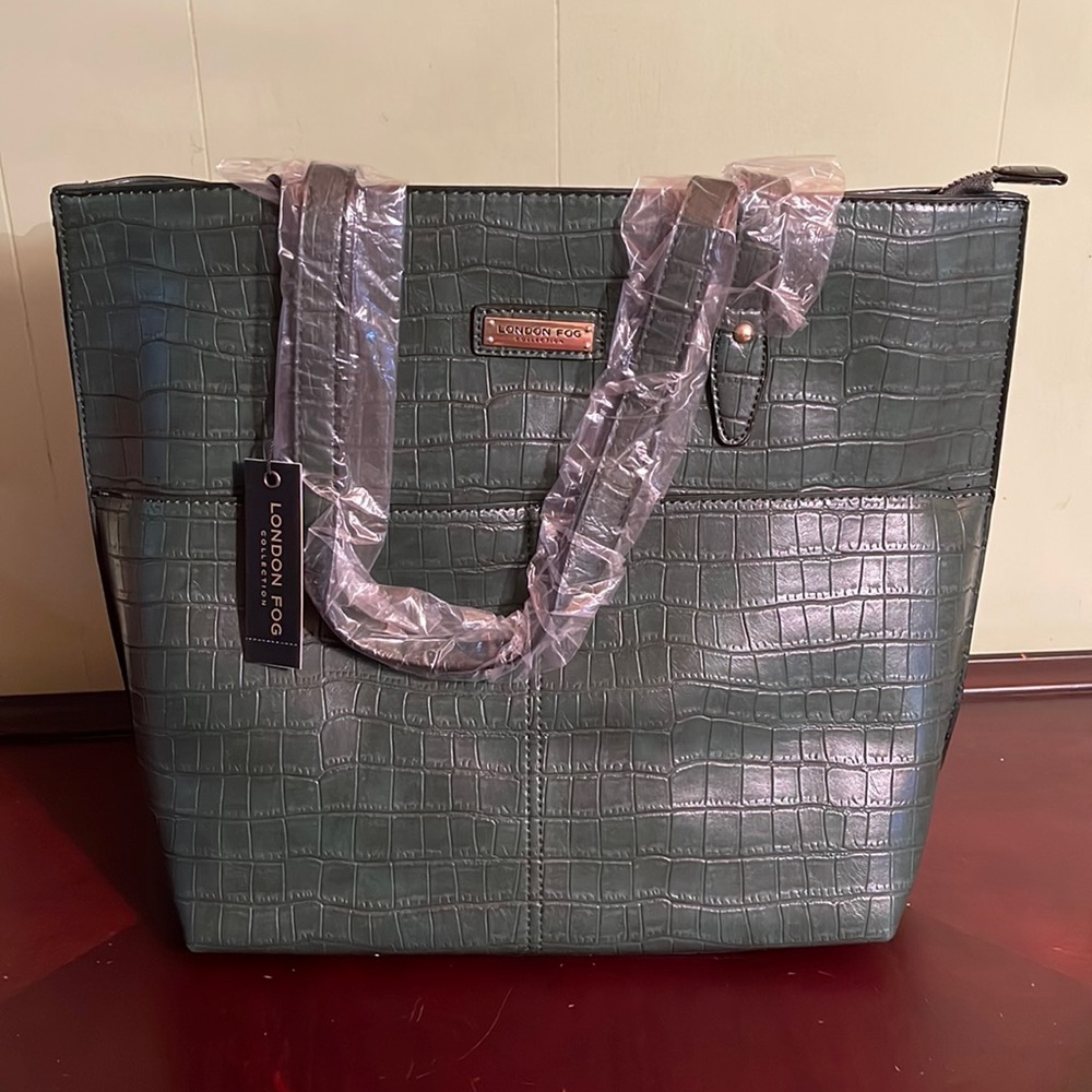 London Fog mock croc tote